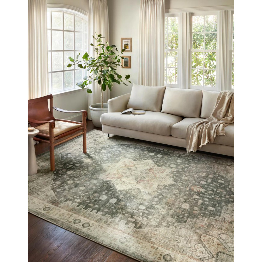 Rosette Area Rug, Loloi, Ivory/Slate, 5 ft W, 8 ft L - 2