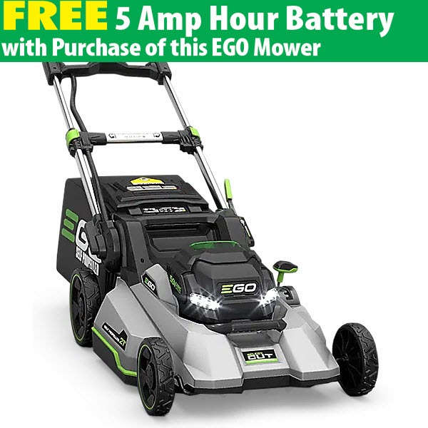 Cordless Mower Kit, EGO, Self Propelled, 7.5 Ah, 56 V, Lithium-Ion, 21 in W Cutting, 2-Blade - 1