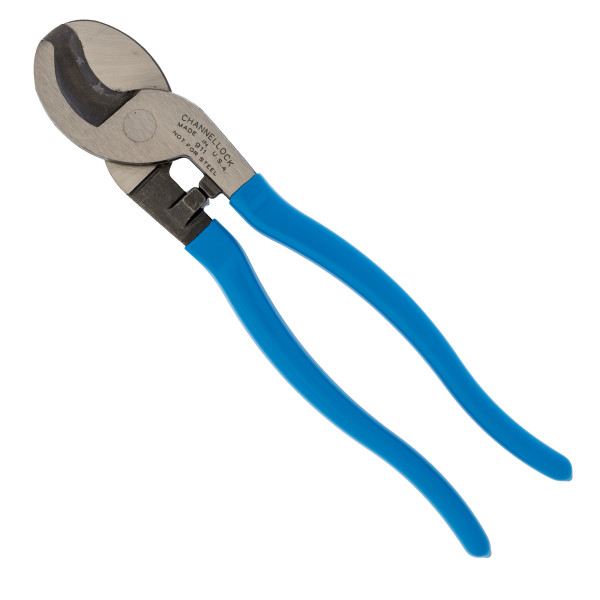 911 Cable Cutter, 9-1/2 in OAL, HCS Jaw, Blue Handle, Comfort-Grip Handle