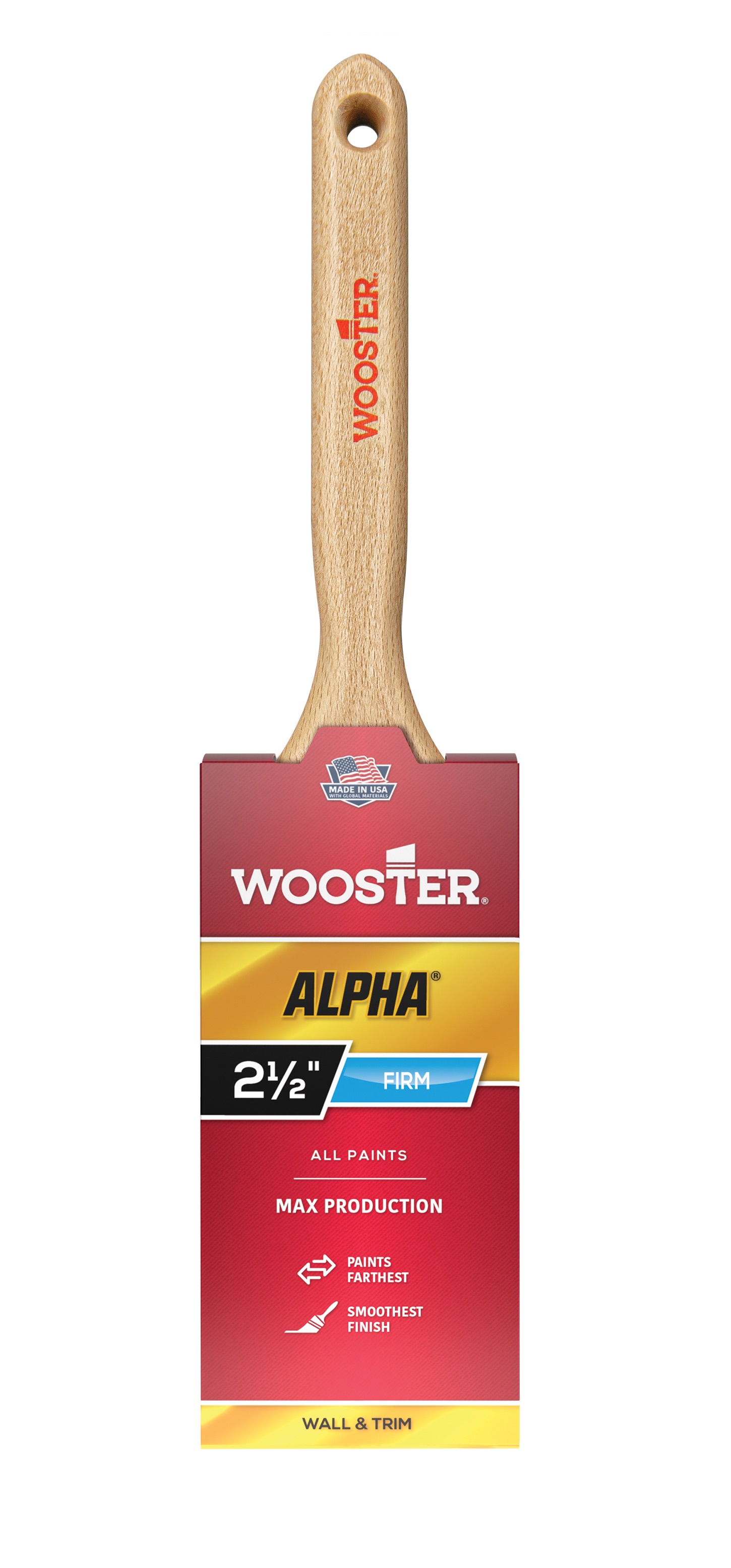 4232-2 1/2 Paint Brush, Maple Wood Handle, 2-1/2 in W, 2-15/16 in L Bristle, Synthetic Bristle, Flat Sash Handle