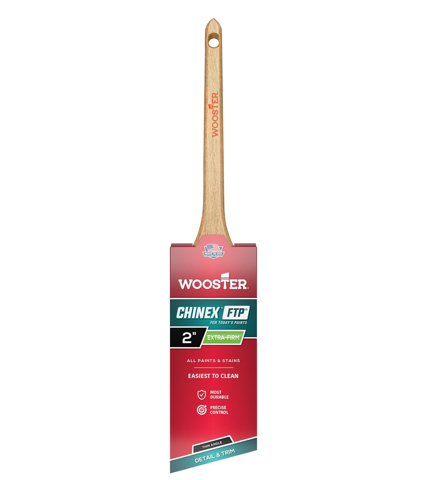 4424-2 Paint Brush, White, Sealed Maple Wood Handle, 2 in W, Thin Angle Brush, 2-7/16 in L Bristle, Sash Handle