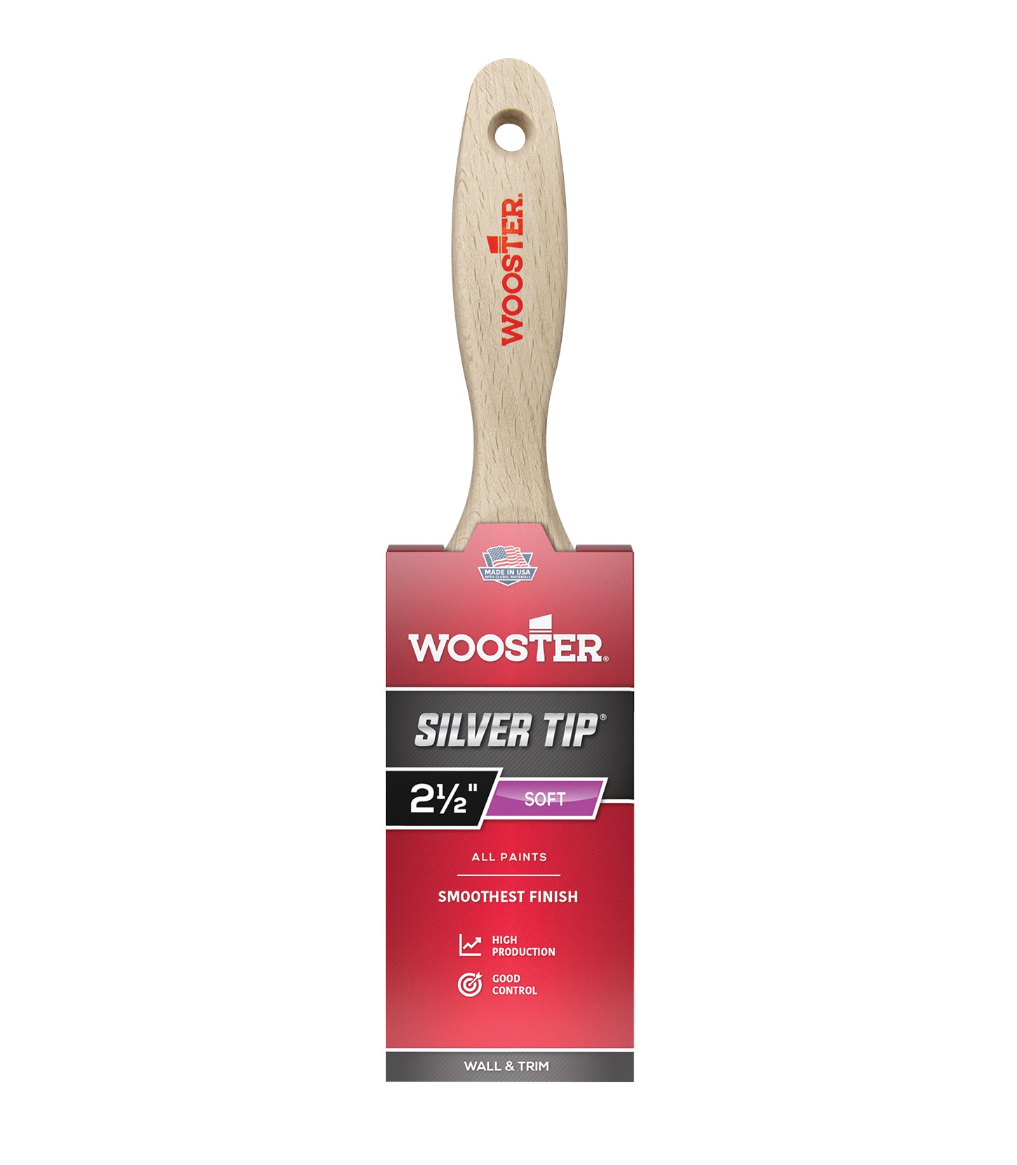 5222-2-1/2 Paint Brush, 2-1/2 in W, 2-15/16 in L Bristle, Polyester Bristle, Varnish Handle