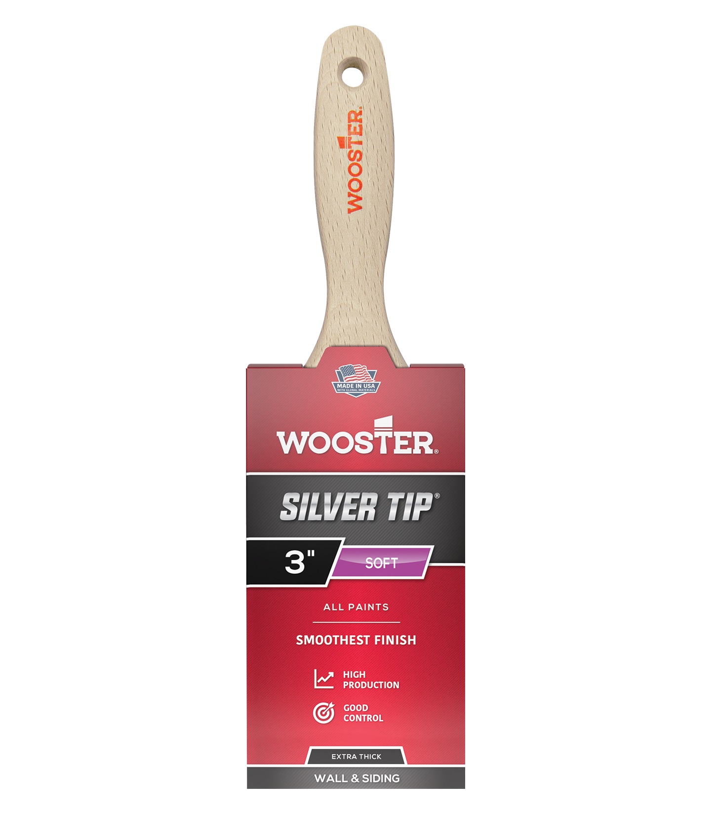 5223-3 Paint Brush, 3 in W, 3-3/16 in L Bristle, Polyester Bristle, Wall Handle