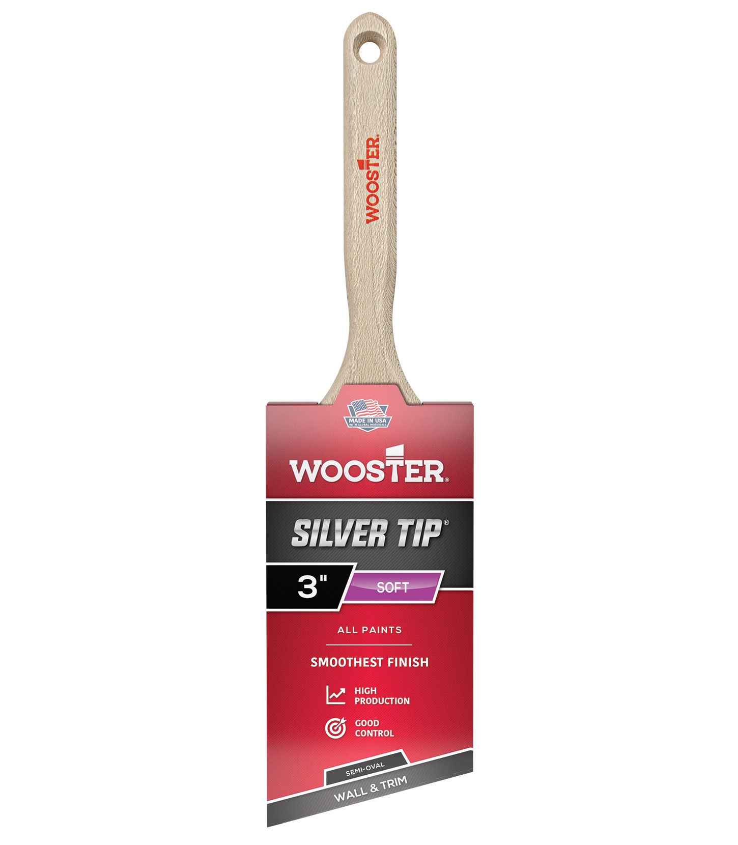 5228-3 Paint Brush, 3 in W, 2-15/16 in L Bristle, Semi-Oval Brush, Polyester Bristle, Sash Handle