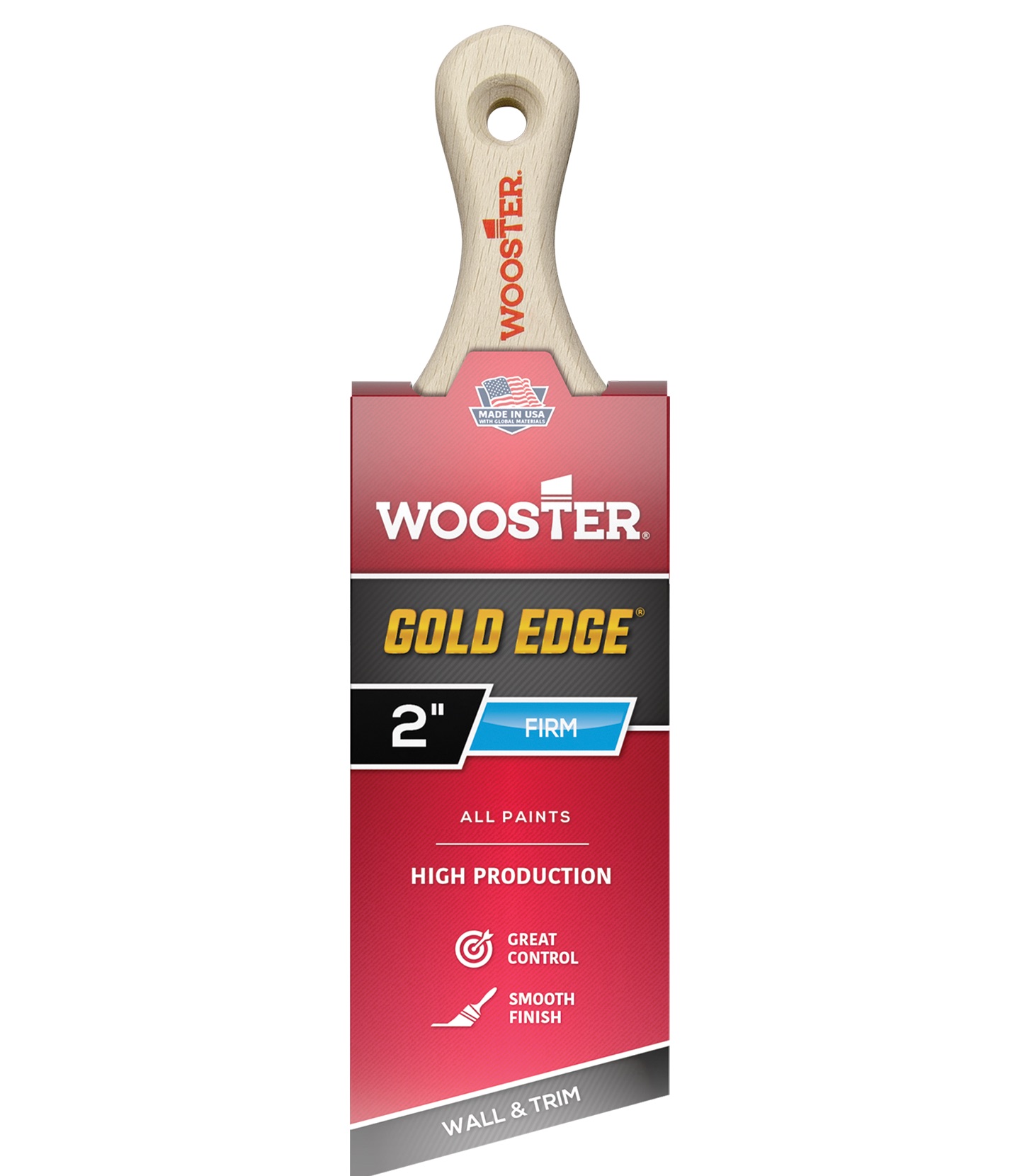 5235-2 Paint Brush, Gold Bristle/White, Beech Hardwood Handle, 2-11/16 in L Bristle