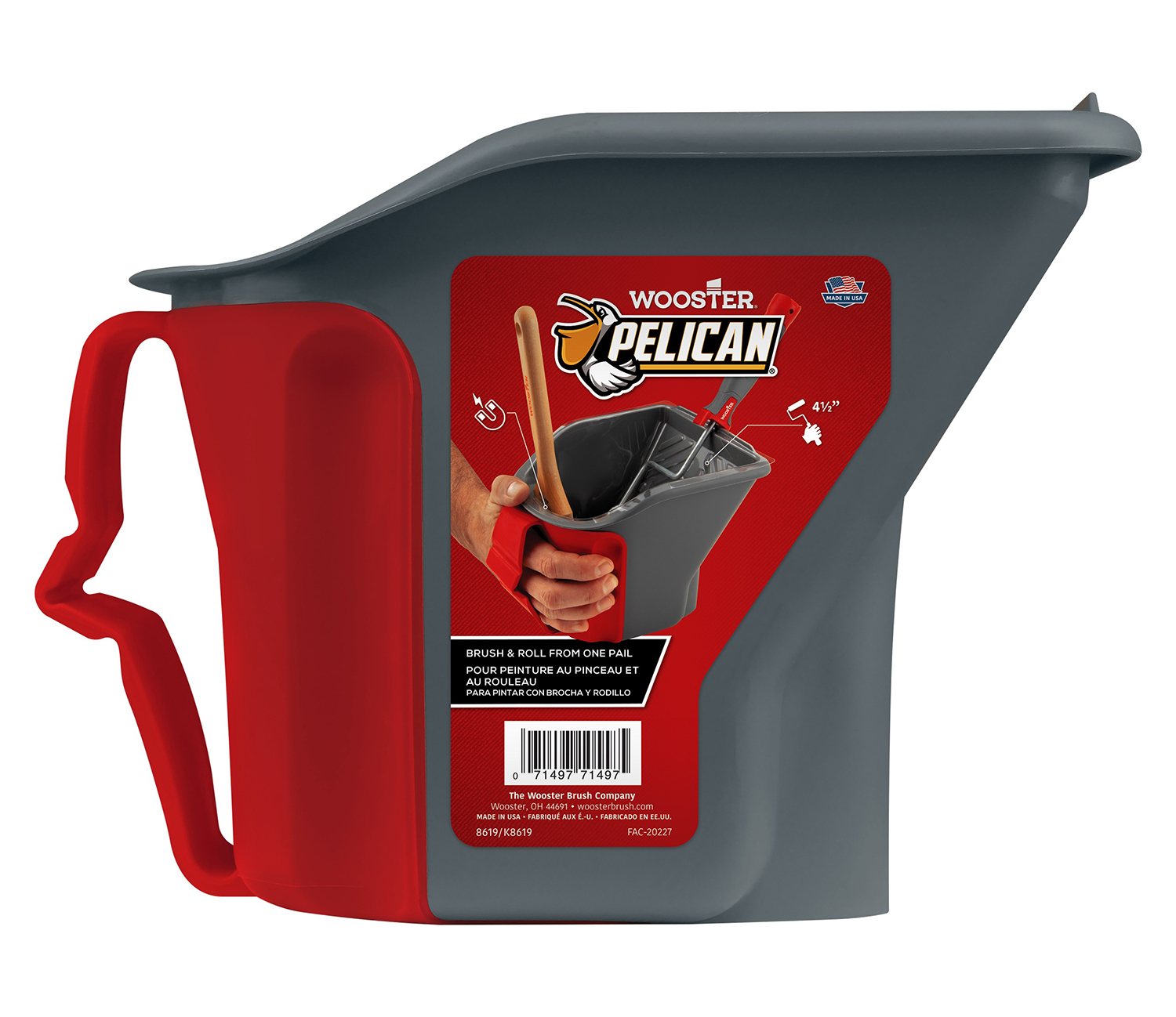 8619 Paint Pail, 1 qt, Polypropylene, Black/Red