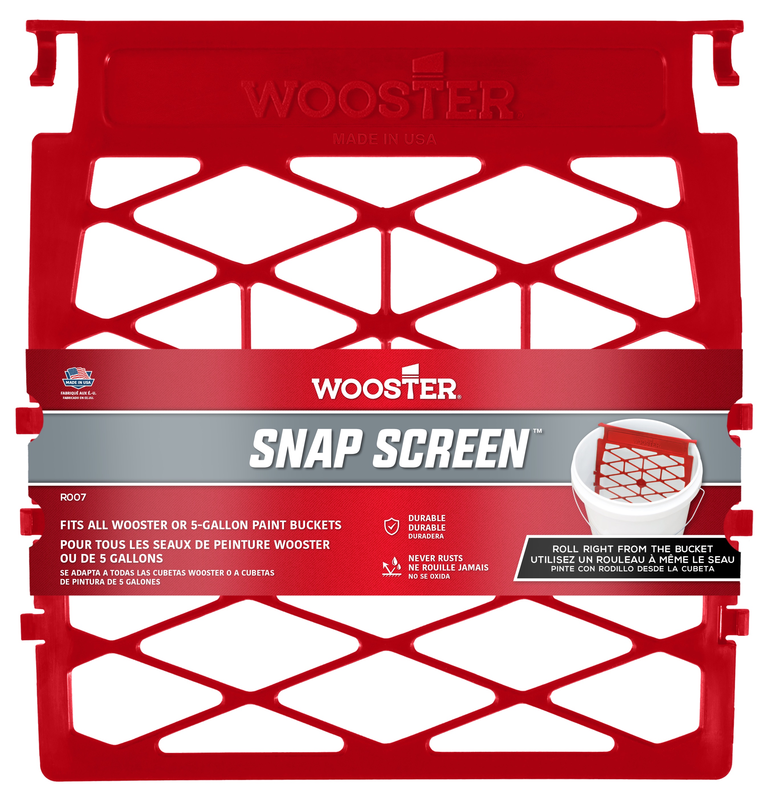 R007 Bucket Grid, 10-1/2 in L, 10-1/2 in W, Polypropylene, Red