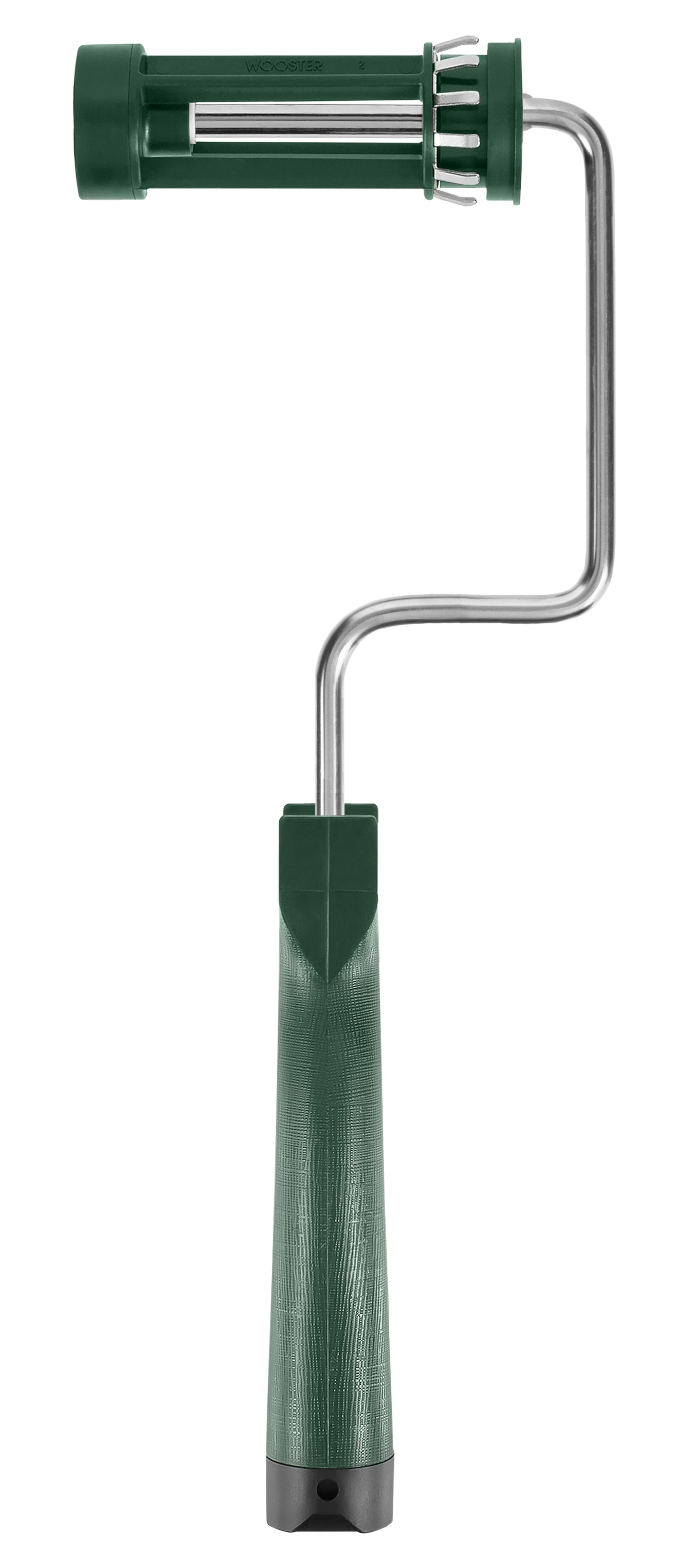 R017-4 Roller Frame, 4 in L Roller, Polypropylene Handle, Threaded Handle, Green Handle