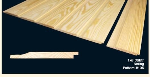 1 x 8 x 8 Southern Pine D&BTR.KD.105 Siding Boards, 8 ft L Nominal, 8 in W Nominal, 1 in Thick Nominal