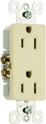 Pass & Seymour radiant Series 885ICP8 Duplex Receptacle, Thermoplastic, Ivory, 2-Pole, 15 A, 3-Wire, Push, Side Wiring