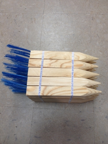 12" 2x2 Pencil Point Hub Stake With Blue Whisker
