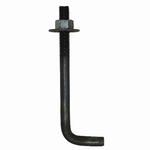 Anchor Bolt with Nut and Washer, 1/2 in Dia, 12 in L, Steel, Bright