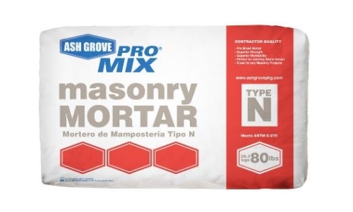 Ash Grove Pro Mix Masonry Mortar Type N Gray 80 LB Bag Powder