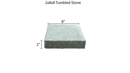 2" x 8" x 8" Tumbled Stone Gray