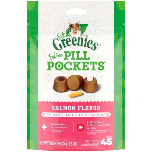 Pill Pockets 04549 Cat Treat, Salmon Flavor, 1.6 oz Bag