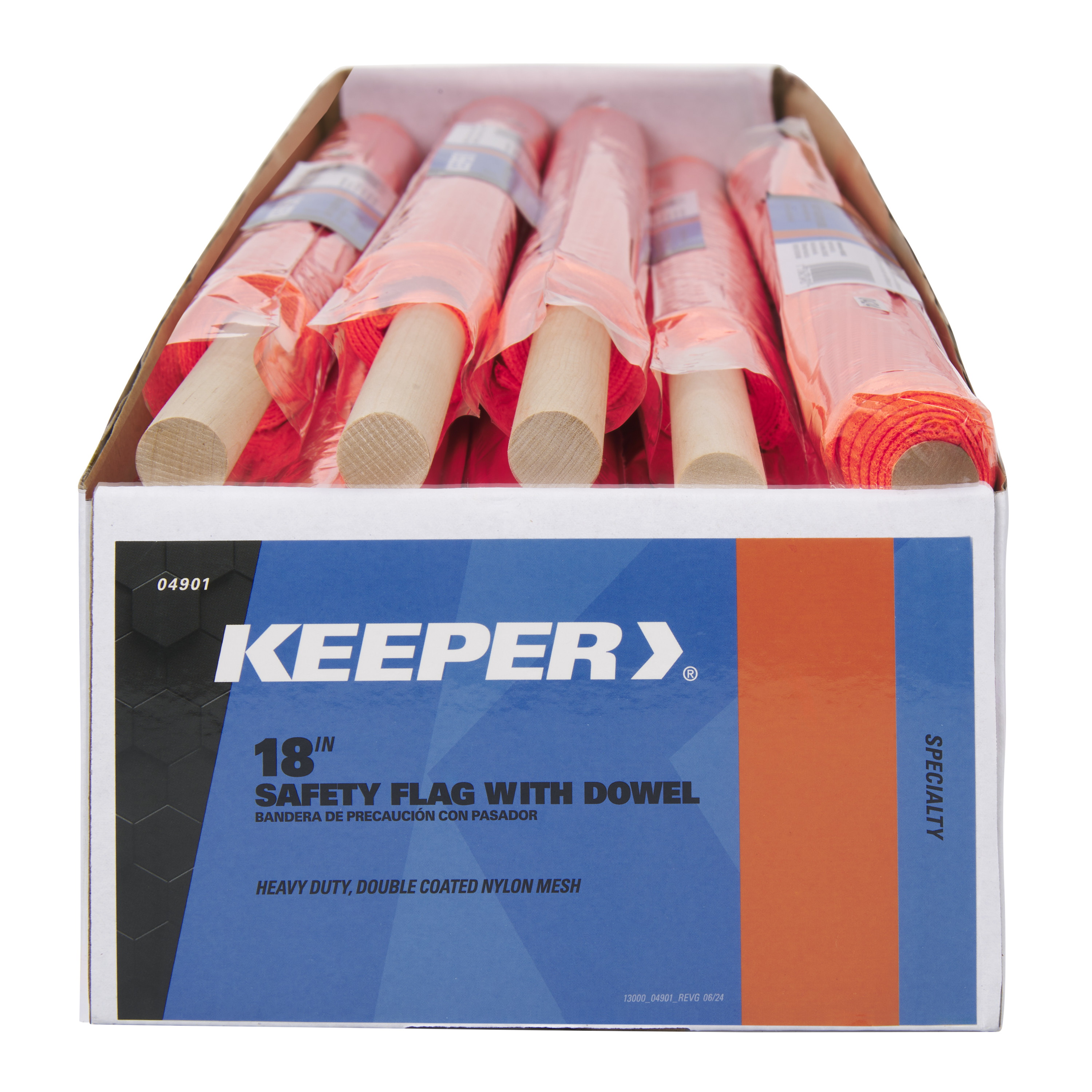 04901 Safety Flag with Dowel, Orange, 18 in W Flag, 18 in H Flag, 24 in OAH, PVC Flag