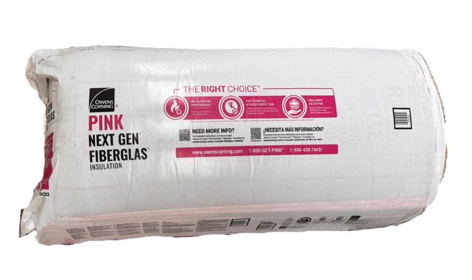 EcoTouch PINK E54 Batt Insulation, 93 in L, 23 in W, 6-1/4 in Thick, 118.83 sq-ft Coverage Area