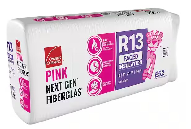 E52 Kraft-Faced Batt Insulation, 93 in L, 23 in W, 3-1/2 in Thick, 148.54 sq-ft Coverage Area