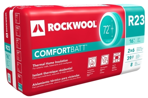 Rockwool Comfortbatt R-23, Stone Wool Batt Insulation, RXCB551525, 5.5"x15.25"x47", 39.8 sq-ft Coverage Area