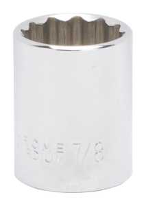 MT6517445 Drive Socket, 7/8 in Socket, 1/2 in Drive, 12-Point, Chrome Vanadium Steel, Chrome