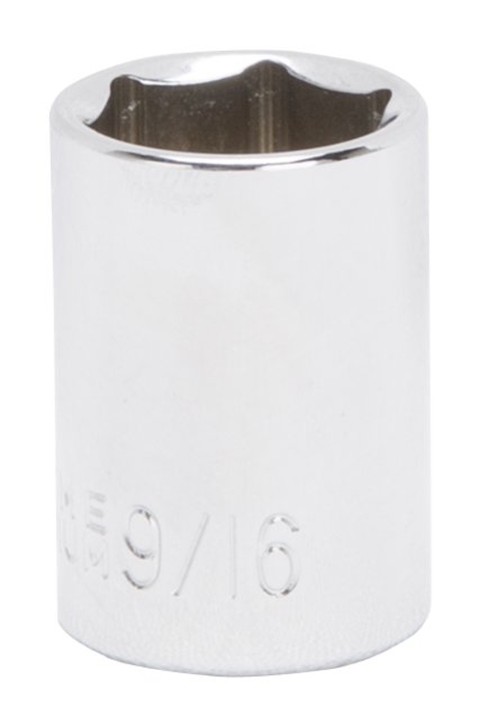 MT6494496 Drive Socket, 9/16 in Socket, 3/8 in Drive, 6-Point, Chrome Vanadium Steel, Chrome