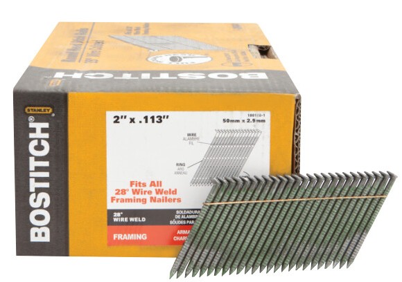 S6DR113-FH Framing Nail, 2 in L, 12 Gauge, Steel, Full Round Head, Ring Shank, 2000 Count, 28 deg