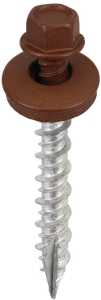 SW-MW15BN250 Screw, #9 Thread, High-Low, Twin Lead Thread, Hex Drive, Brown, 250/BAG