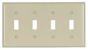 2154LA-BOX Switch Wallplate, 4-1/2 in L, 8.19 in W, 4-Gang, Thermoset, Light Almond