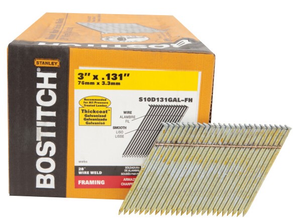 S10D131GAL-FH Series Framing Nail, Wire Weld Collation, 3 in L, 11 Gauge, Steel, Galvanized, Full Round Head, 2000 Count, 28 deg