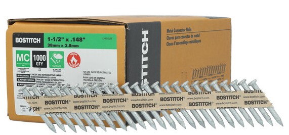 Strapshot PT-MC14815G-1M Connector Nail, Paper Tape Collation, 1-1/2 in L, 16, Steel, Bright, Full Round Head, 1,000 Count, 35 deg