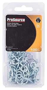 LR-222-PS Screw Eye, 2.5 mm Dia Wire, 3 mm Thread, 11/32 in L Thread, 1-1/8 in OAL, Steel, Zinc, 100 pack