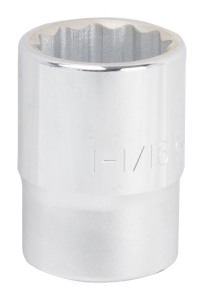 MT-SS6034 Drive Socket, 1-1/16 in Socket, 3/4 in Drive, 12-Point, Chrome Vanadium Steel, Chrome