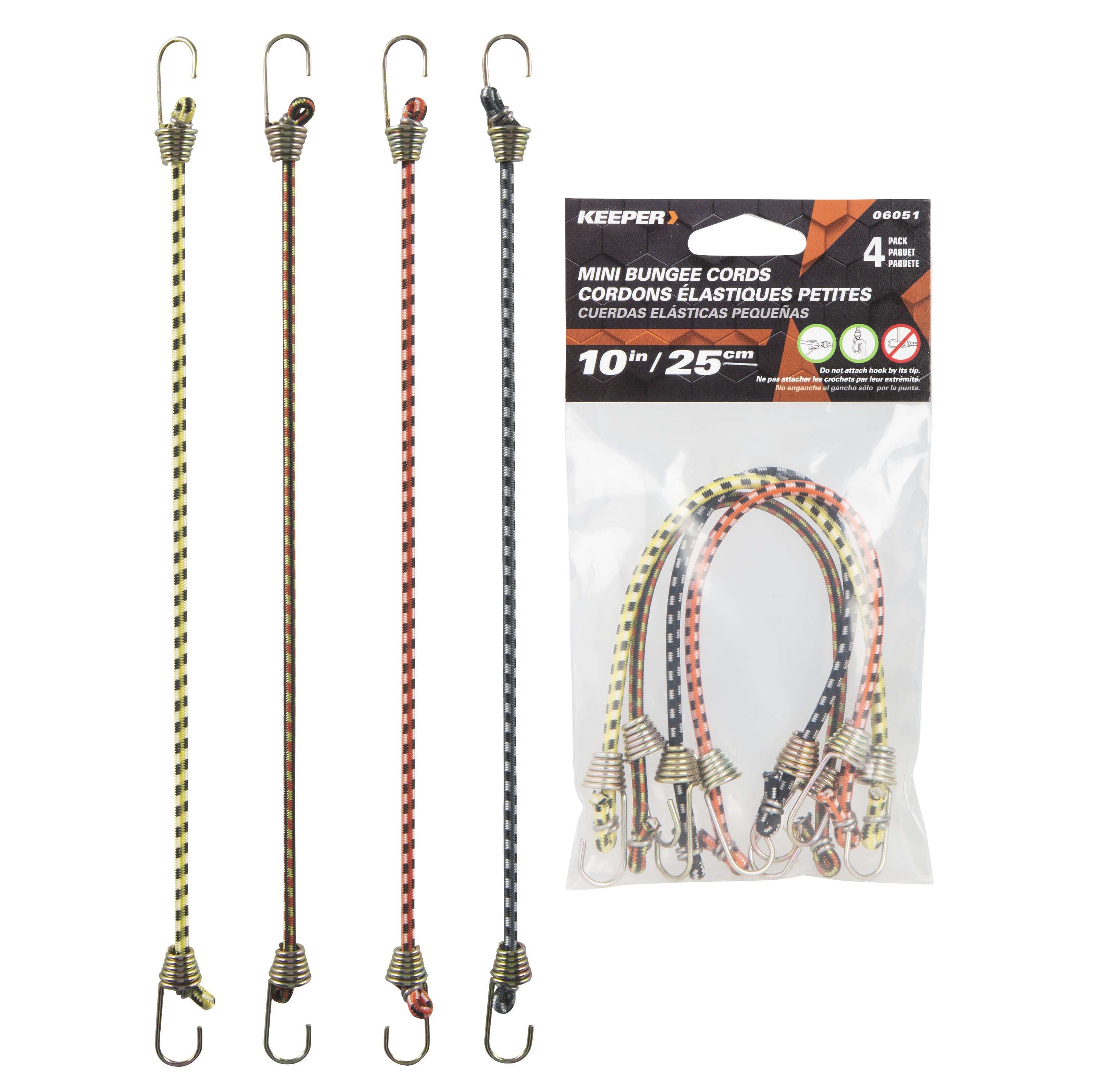 06051 Bungee Cord, 10 in L, Rubber, Hook End