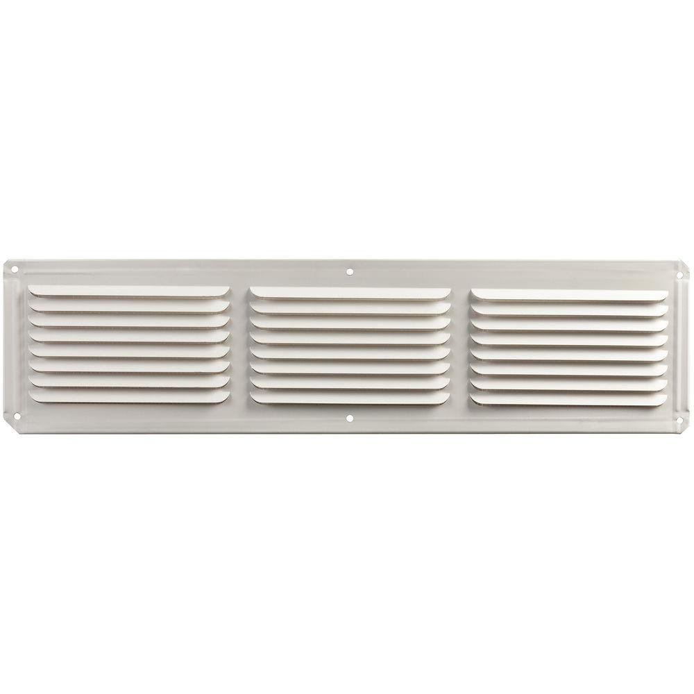 EAC16X4W Undereave Vent, 4 in L, 16 in W, 26 sq-ft Net Free Ventilating Area, Aluminum, White