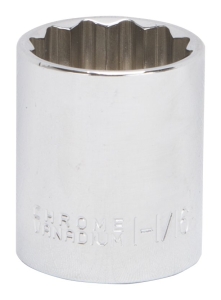 MT6521348 Drive Socket, 1-1/16 in Socket, 1/2 in Drive, 12-Point, Chrome Vanadium Steel, Chrome