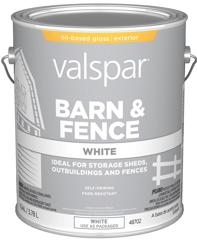 018.3141-75.007 Barn and Fence Paint, Oil Base, White, 1 gal, Can, 400 sq-ft/gal Coverage Area