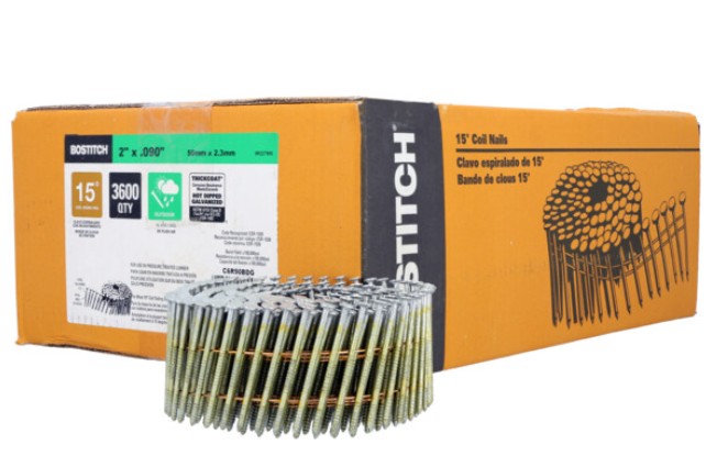 C6R90BDG Siding Nail, 2 in L, Steel, Thickcoat, Ring Shank, 3,600 Count, 15 Deg