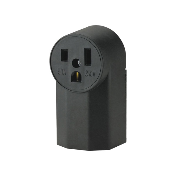 1252 Power Receptacle, 2 -Pole, 250 V, 50 A, NEMA: NEMA 6-50R, Black