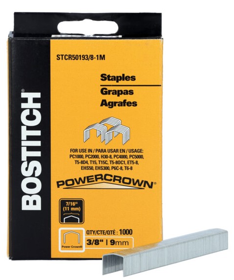 PowerCrown STCR50193/8-5M Staple, 7/16 in W Crown, 3/8 in L Leg, 18 Gauge, Steel Alloy