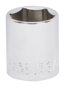 MT6495329 Drive Socket, 3/4 in Socket, 3/8 in Drive, 6-Point, Chrome Vanadium Steel, Chrome