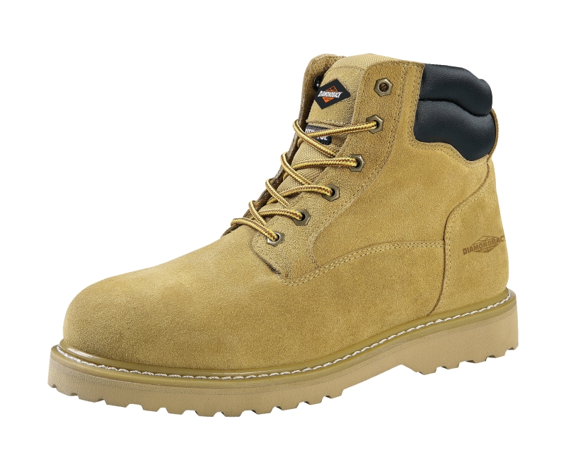 Work Boots, 12, Extra Wide W, Tan, Leather Upper, Lace-Up, Steel Toe, With Lining