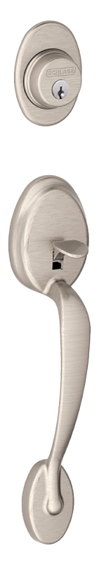 F60PLYGEO619 Combination Lockset, Mechanical Lock, Knob Handle, Round Design, Satin Nickel, 1 Grade, Metal