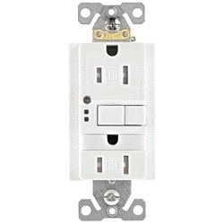 TRSGFNL15W-K-L GFCI Receptacle, 125 VAC, 15 A, NEMA: NEMA 5-15R, White