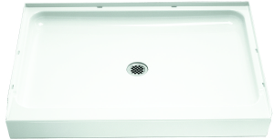 Ensemble 72121100-0 Shower Base, 48 in L, 34 in W, 5-1/2 in H, Vikrell, White, Alcove Installation