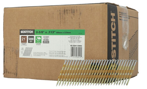 RH-S8DR113HDG/X Framing Nail, 2-3/8 in L, 12 Gauge, Steel, Galvanized, Full Round Head, Ring Shank, 5000 Count, 21 deg