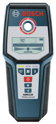 GMS 120 Multi-Wall Scanner, 9 V Battery, Up to 4-3/4 in Ferrous Metals, 3-1/8 in Non-Ferrous Metals Detection