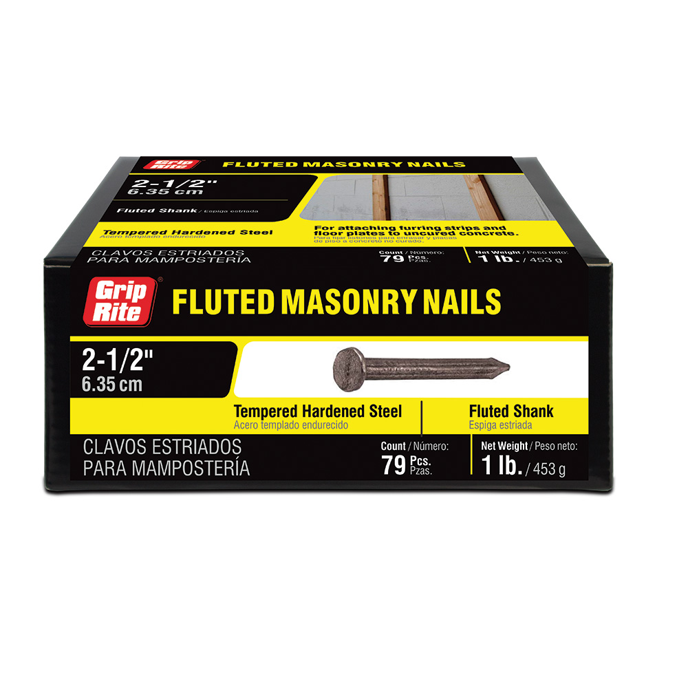 212TFMAS1 Nail, Stub Nails, 8D, 2-1/2 in L, Steel, Tempered Hardened, Flat Head, Fluted Shank, 1 lb