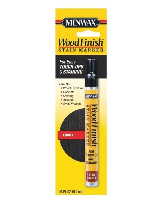 63490 Wood Finish Stain Marker, Liquid, Ebony, 9.9 mL Tube