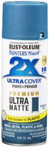 Painter's Touch 2X Ultra Cover 331188 Spray Paint, Matte, Nantucket Blue, 12 oz, Can, 10 to 60 sq-ft Coverage Area, 20 minute drying time, Oil Base, Exterior, Interior Use