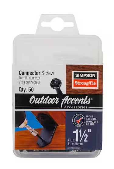 Outdoor Accents SD10112DBBR50 Connector Screw, #10 Thread, 1-1/2 in L, Serrated Thread, Hex Head